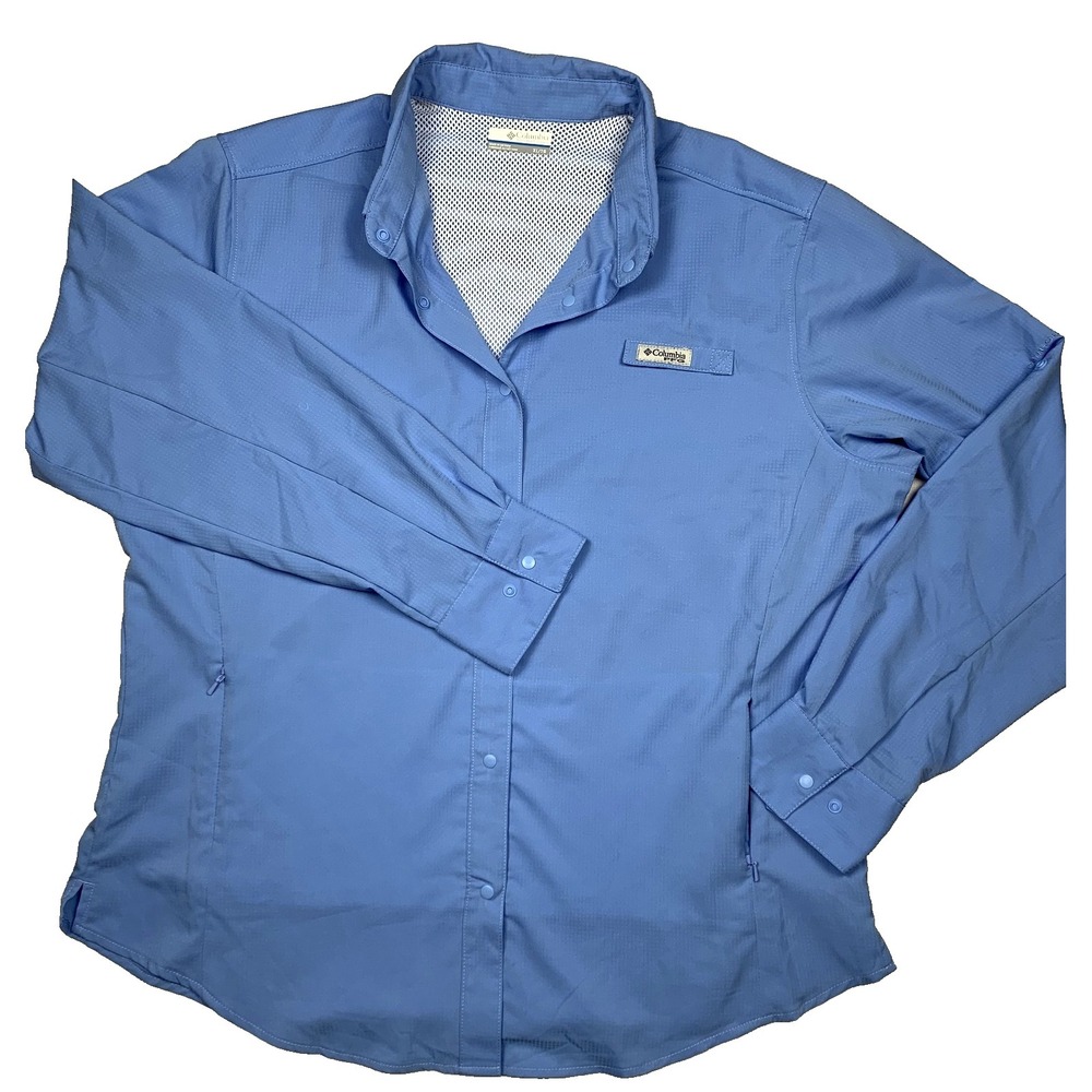 Columbia PFG Shirt Mens‎ XL Blue Button Up Long Sleeve Fishing Omni Shade Vented